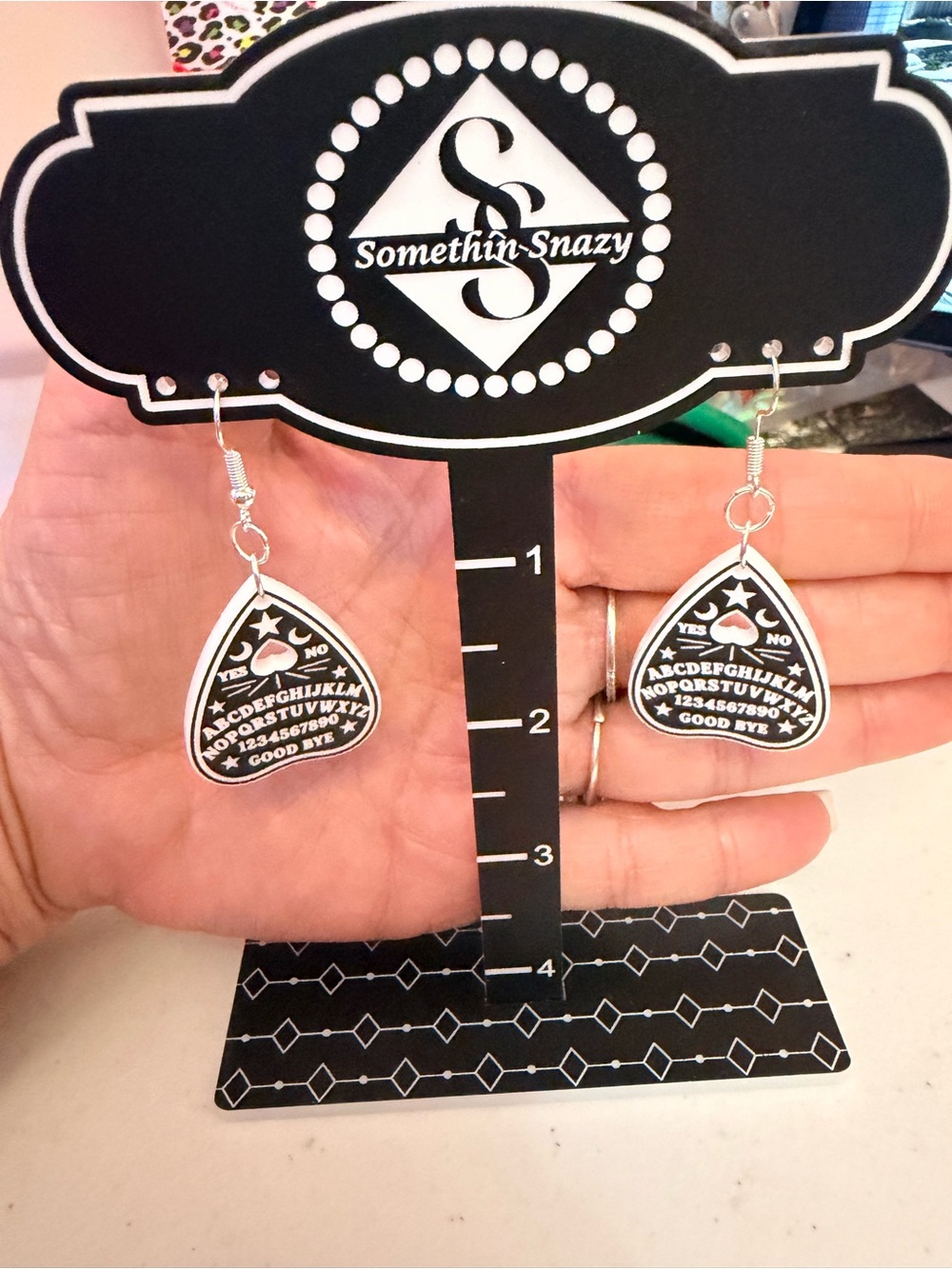 Ouija board handcrafted by me earrings can custom to any color made to order